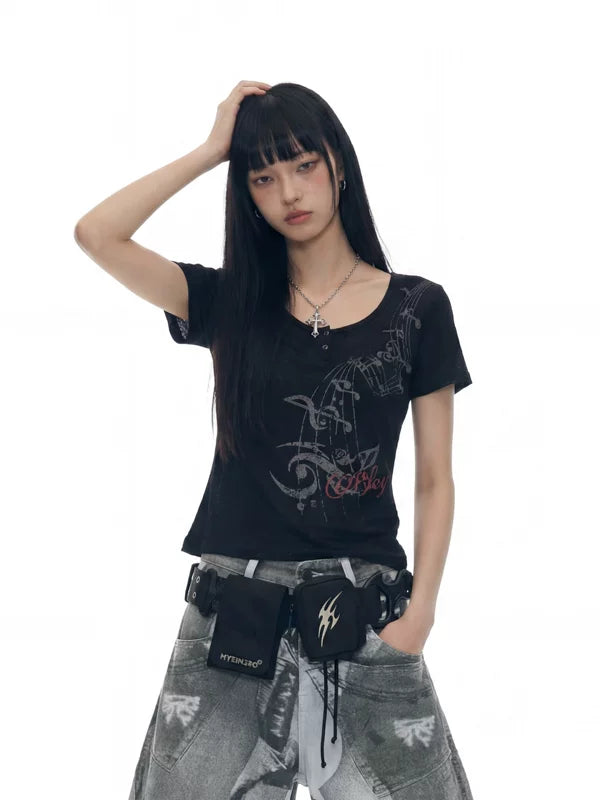 Lightweight Graphic Print Short Sleeve T-Shirt 1