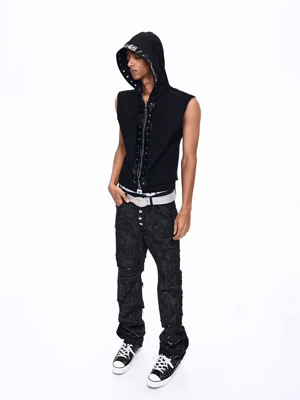 Lightweight Leather Trim Hooded Vest 4