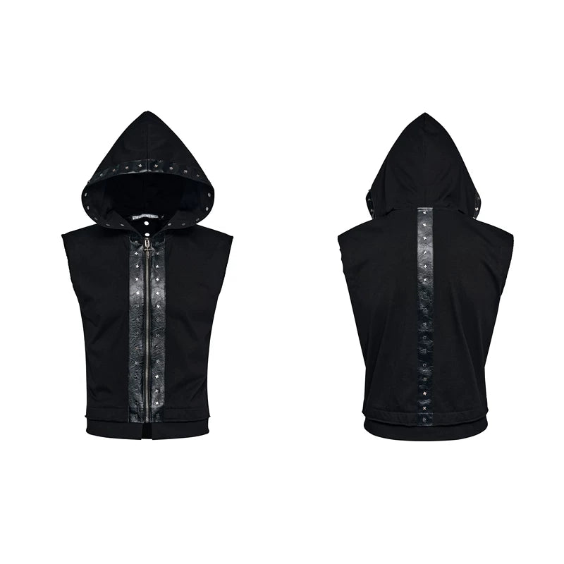 6227226651030,6227226651031,6227226651032,6227226651033, Lightweight Leather Trim Hooded Vest