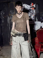 Lightweight Sheer Printed Lyocell V-Neck T-Shirt 1