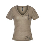 6230265098569,6230265098571,6230265098573, Lightweight Sheer Printed Lyocell V-Neck T-Shirt
