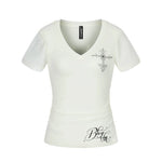6230265098570,6230265098572,6230265098574, Lightweight Sheer Printed Lyocell V-Neck T-Shirt