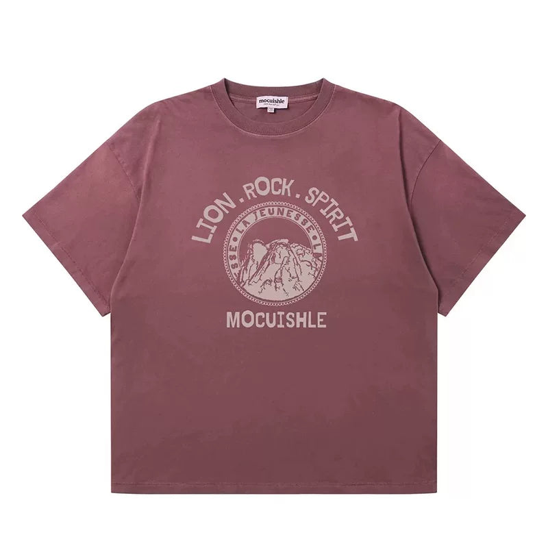 6206429130543,6206429130544,6206429130545,6206429130546, Lion Rock Spirit Graphic Short-Sleeve T-Shirt