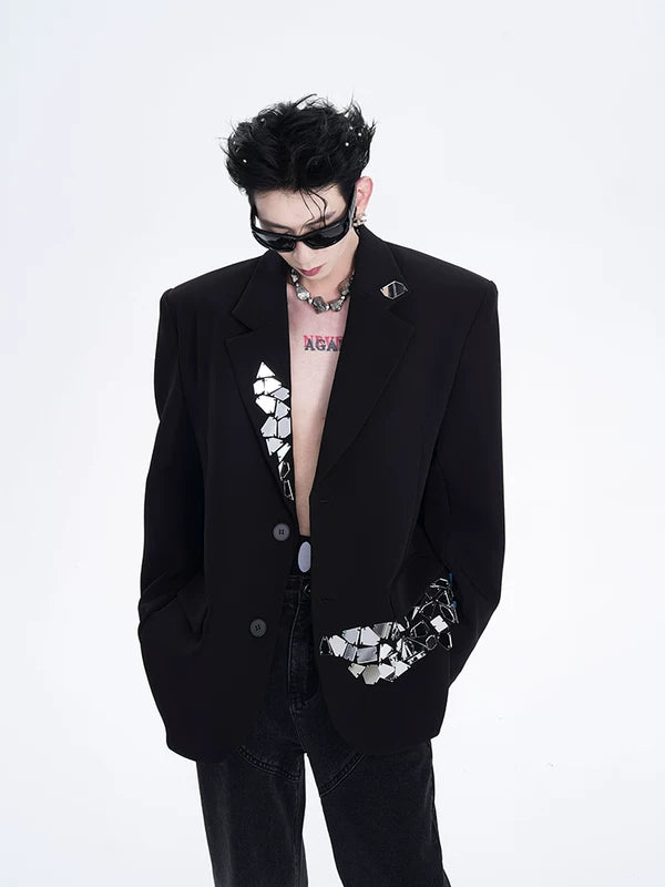 Liquid Metal Detail Casual Suit Jacket 2