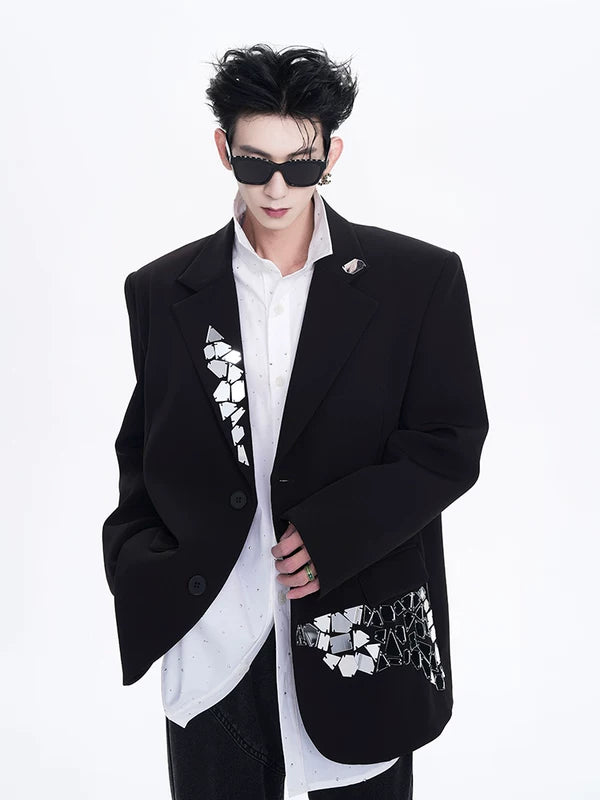 Liquid Metal Detail Casual Suit Jacket 3