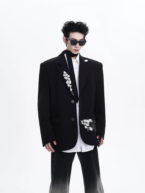 Liquid Metal Detail Casual Suit Jacket 4