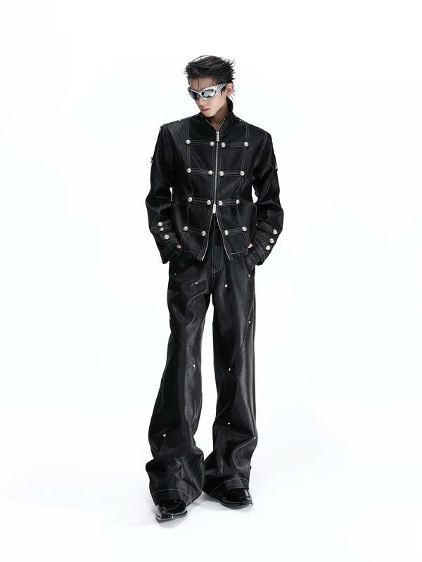 Liquid Silk Texture Buttoned Jacket 1