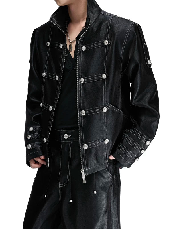 Liquid Silk Texture Buttoned Jacket 3
