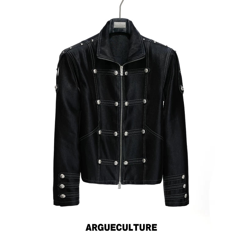6124091757552,6124091757553,6124091757554, Liquid Silk Texture Buttoned Jacket