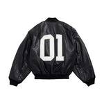 Logo “01” Leather Varsity Flight Jacket 1