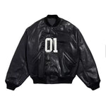 Logo “01” Leather Varsity Flight Jacket 2