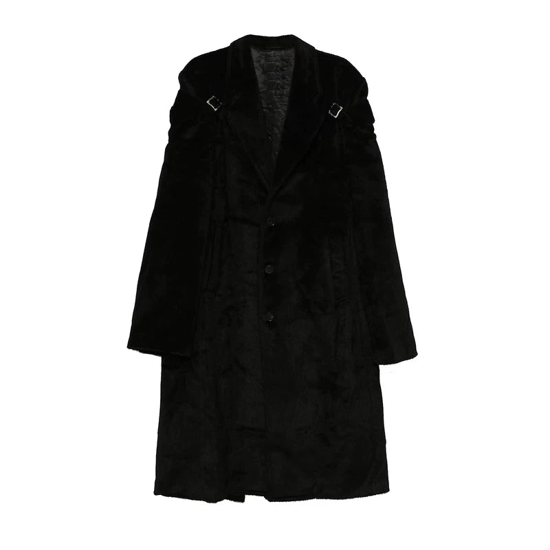 Long Alpaca Wool Coat with Detachable Sleeves 1