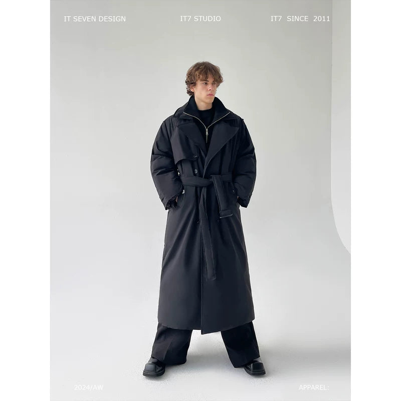Long Belted Duck Down Puffer Coat 1
