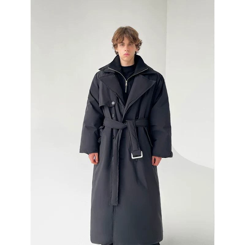 Long Belted Duck Down Puffer Coat 4