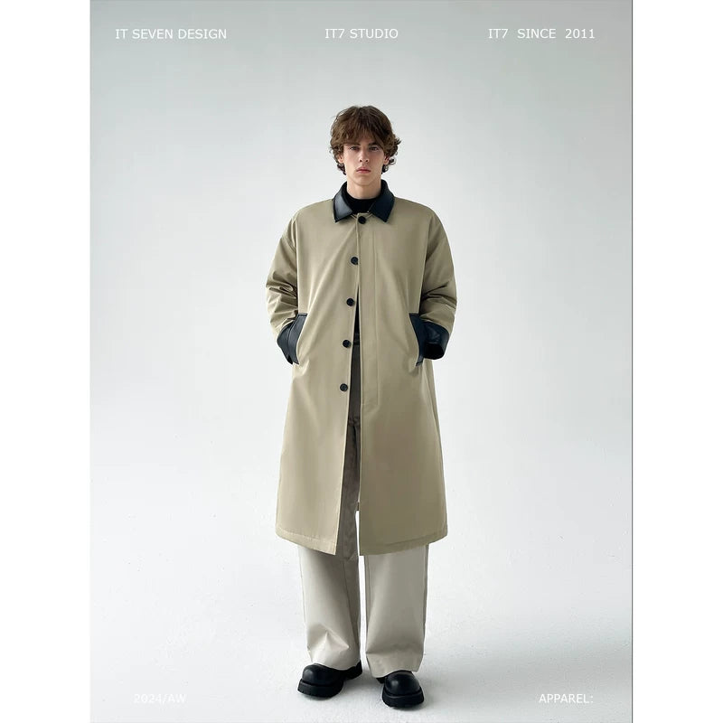 Long Button Front Oversized Quilted Trench Coat 1