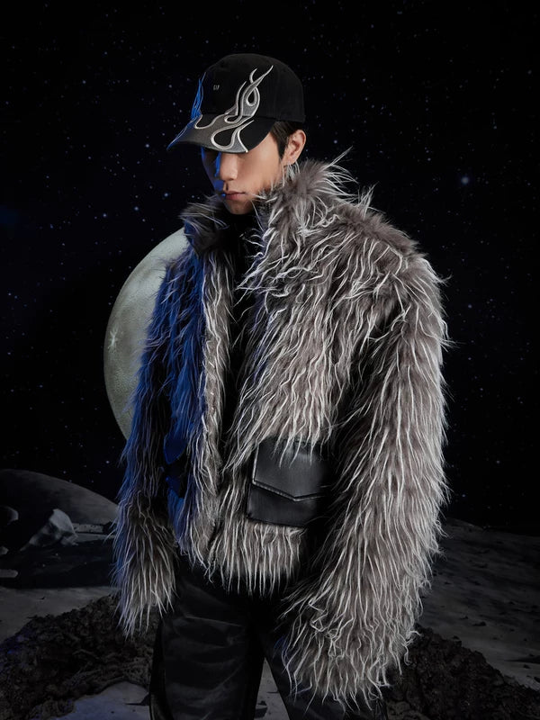 Long Hair Faux Fur Short Jacket 1