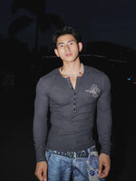 Long Sleeve Button-Down Henley Knit Sweater 1