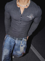 Long Sleeve Button-Down Henley Knit Sweater 4