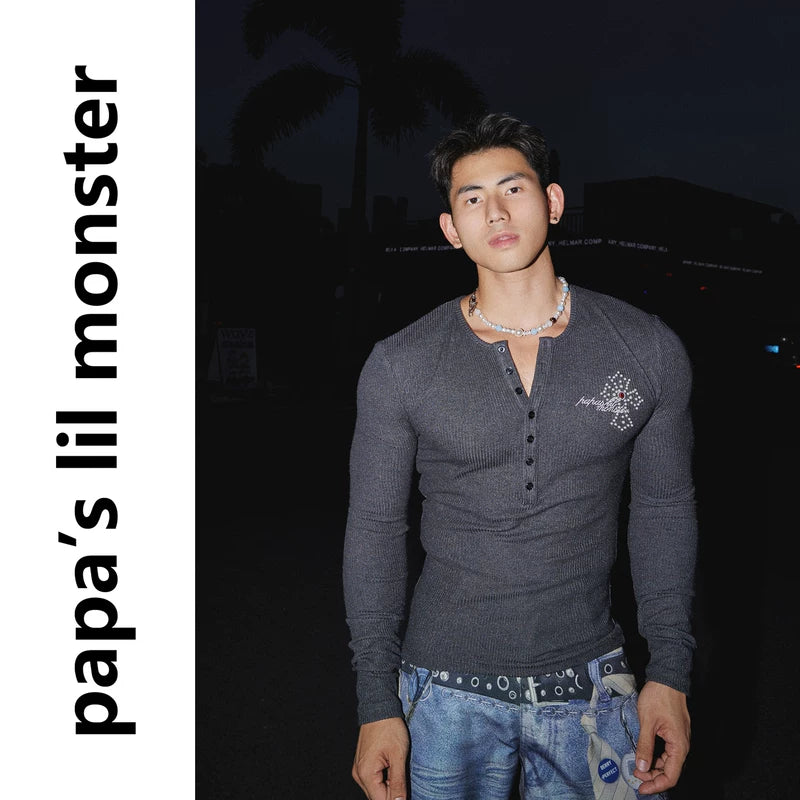 6129027719659,6129027719660,6129027719661, Long Sleeve Button-Down Henley Knit Sweater
