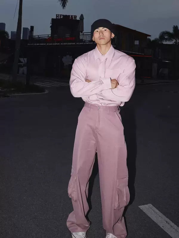 Long-Sleeve Casual Shirt with Tie 2