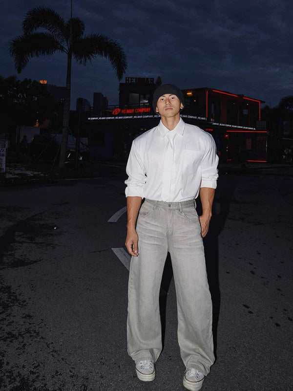 Long-Sleeve Casual Shirt with Tie 5