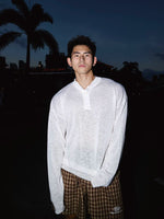 Long Sleeve Henley Knit Sweater 1