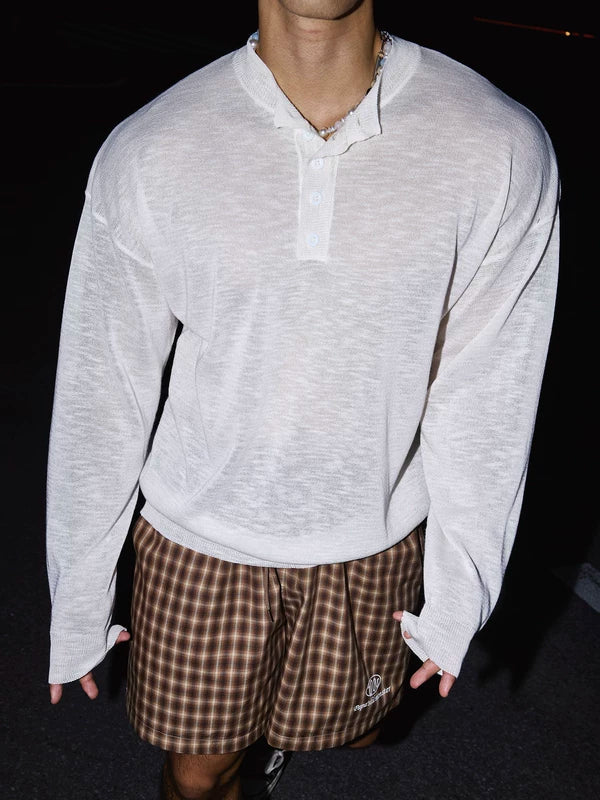 Long Sleeve Henley Knit Sweater 3