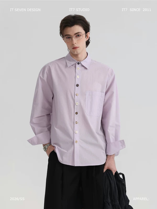 Long Sleeve Irregular Button Collared Shirt 1