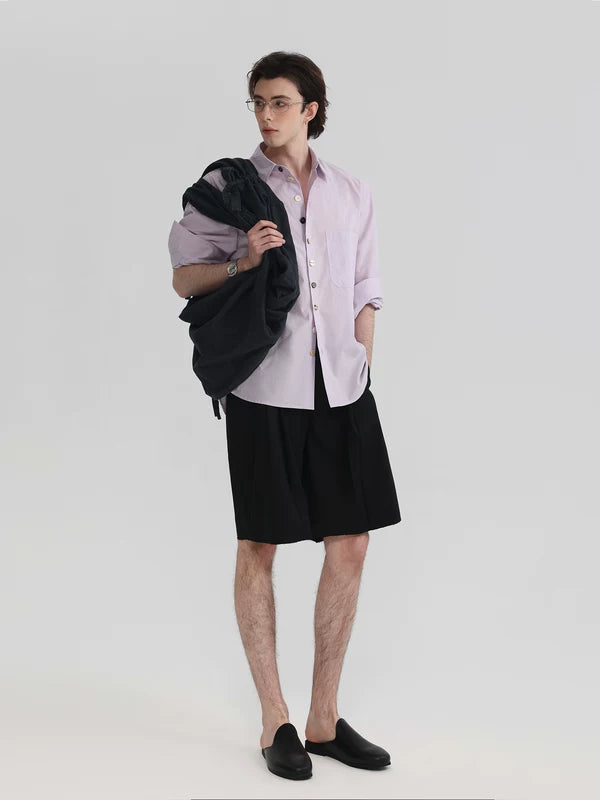 Long Sleeve Irregular Button Collared Shirt 5