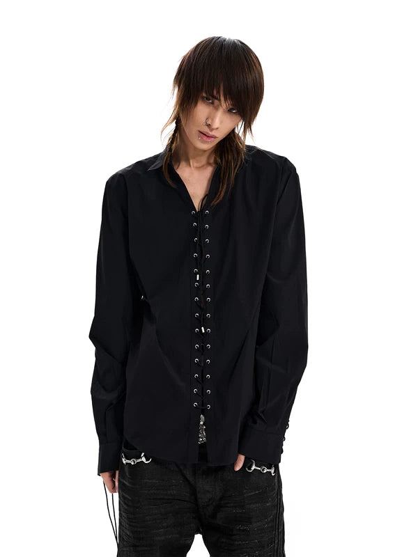 Long-Sleeve Lace-Up Front Shirt 3