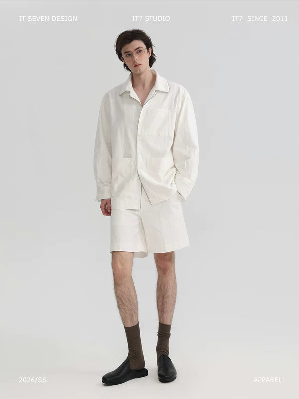 Long-Sleeve Pajama Style Shirt and Shorts 1