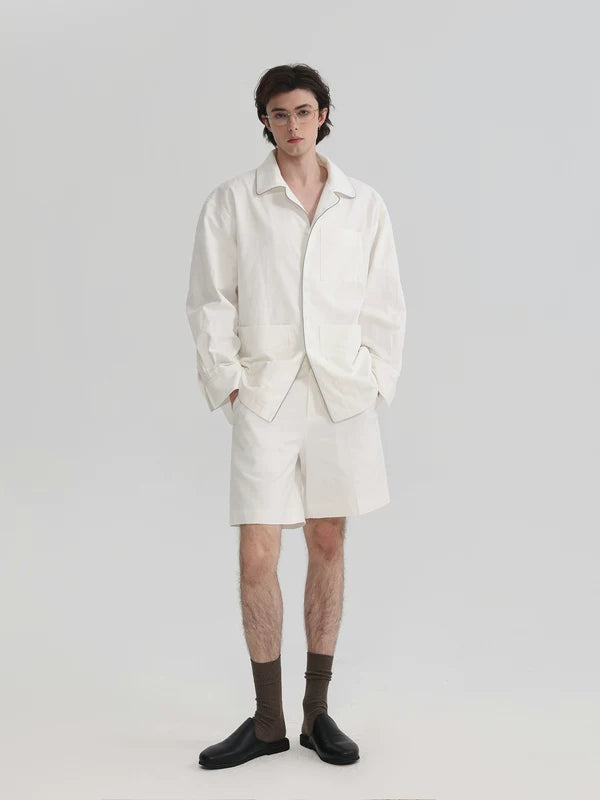 Long-Sleeve Pajama Style Shirt and Shorts 4