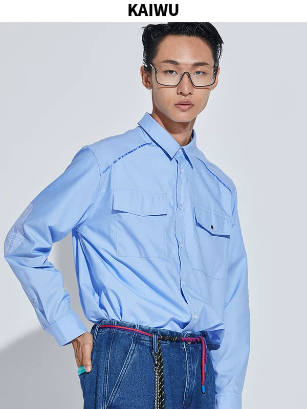 Long Sleeve Patchwork Utility Shirt 1