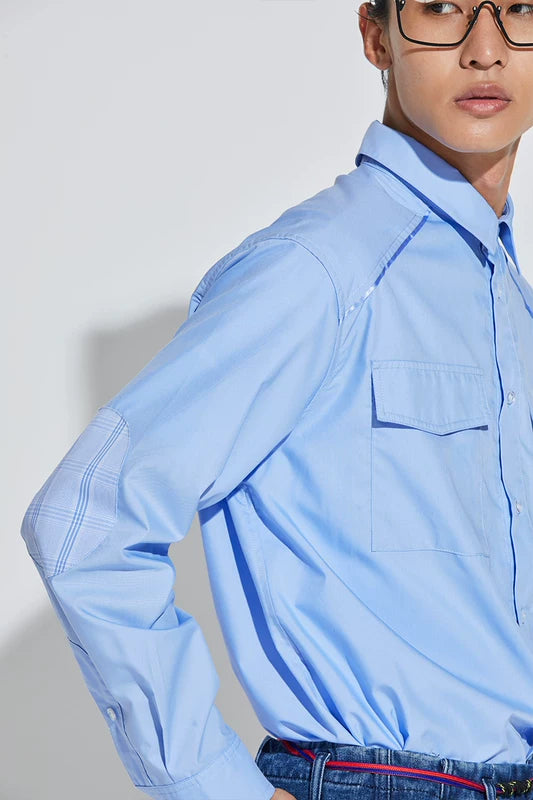 4621370154361,4621370154362,4621370154363, Long Sleeve Patchwork Utility Shirt