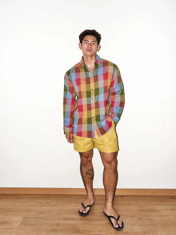 Long-Sleeve Plaid Collared Shirt 2