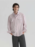 ,6043815033046,6043815033047,6043815033048, Long-Sleeve Scarf Collar Button-Down Shirt