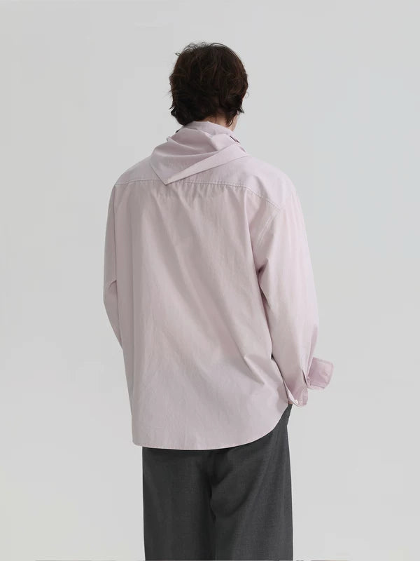 Long-Sleeve Scarf Collar Button-Down Shirt 5