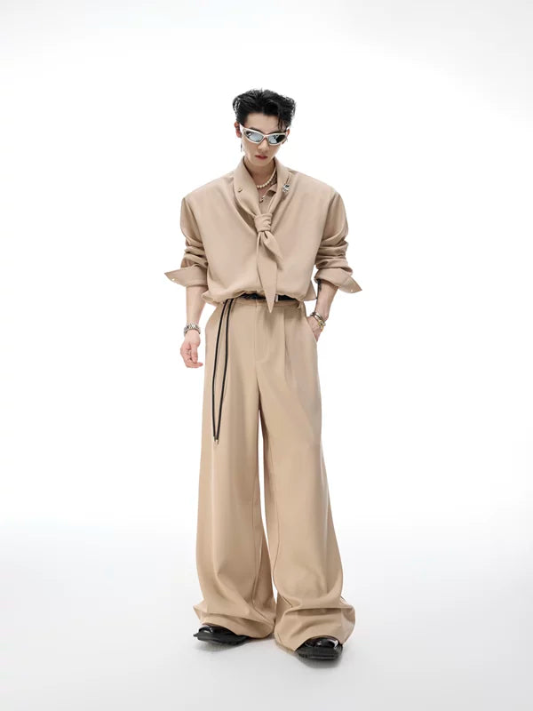 Long-Sleeve Scarf Shirt and Pants Set 1