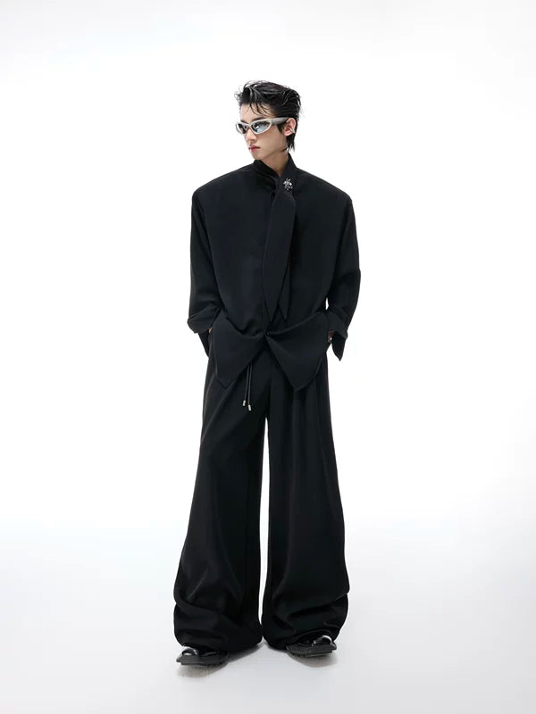 Long-Sleeve Scarf Shirt and Pants Set 2