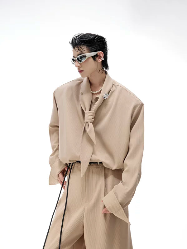 Long-Sleeve Scarf Shirt and Pants Set 3