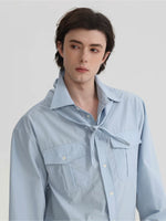 Long-Sleeve Shirt with Scarf and Pockets 3