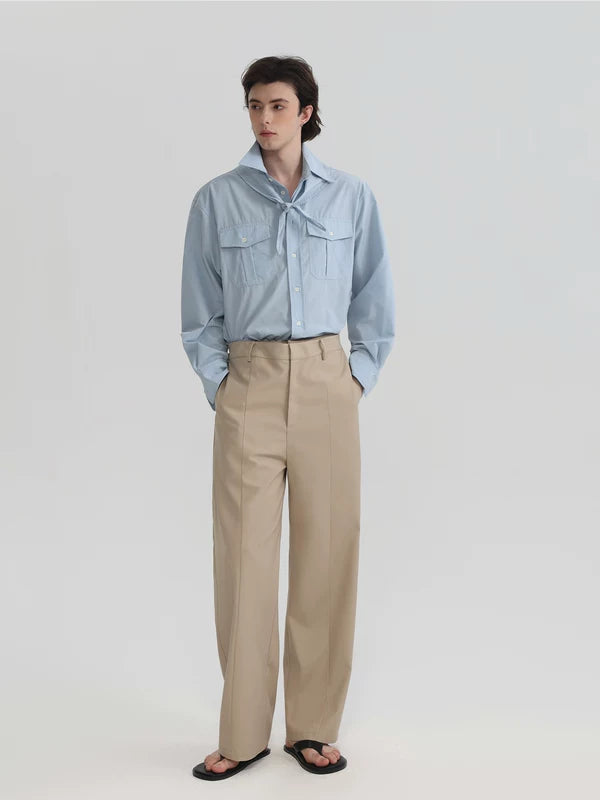 Long-Sleeve Shirt with Scarf and Pockets 5
