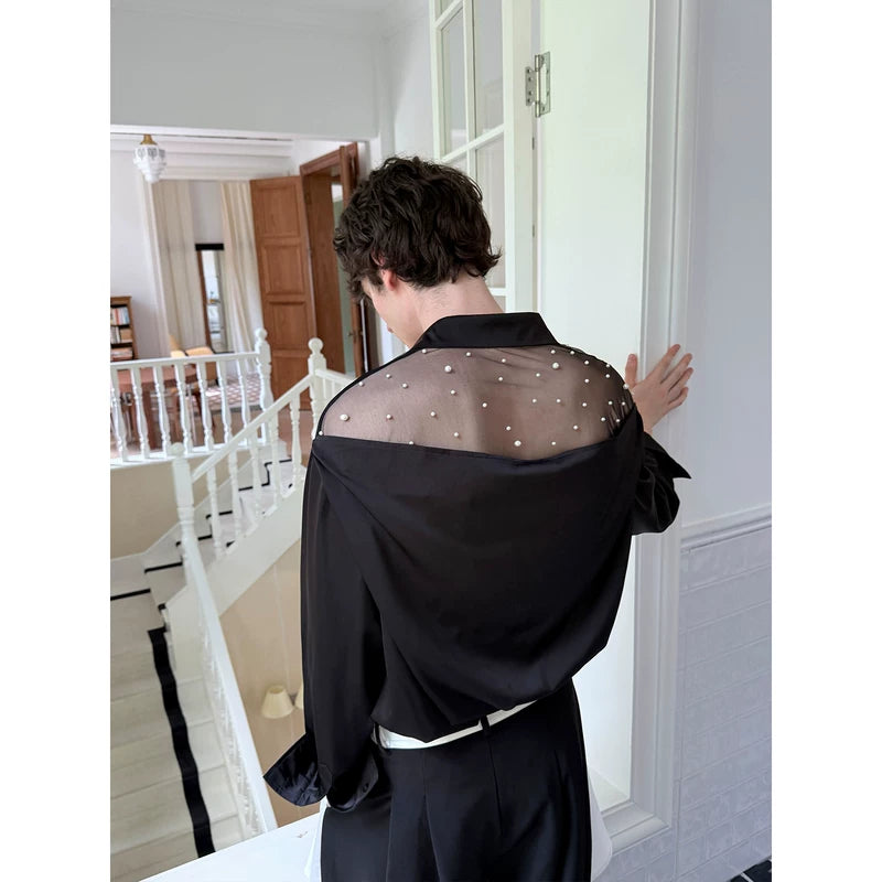 Long Sleeve Shirt with Sheer Beaded Back 3