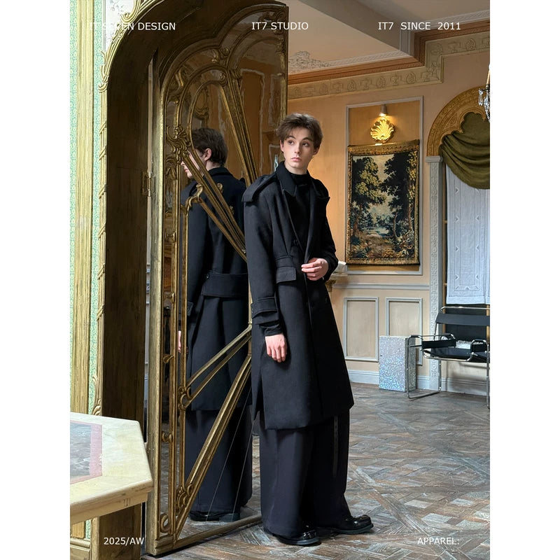 Long Wool Double-Breasted Overcoat 1