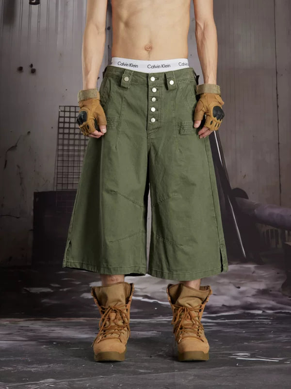 Loose Cotton Workwear Capri Pants 2