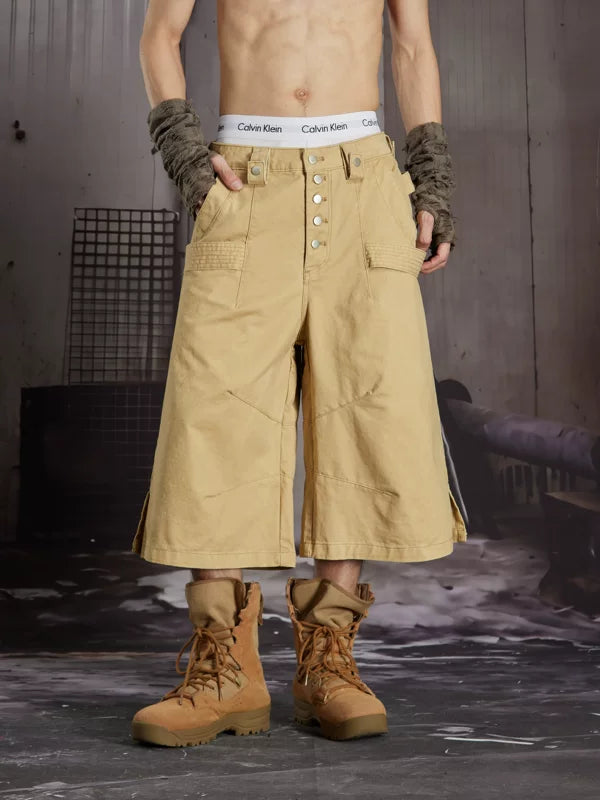 Loose Cotton Workwear Capri Pants 5
