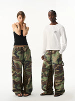 Loose Fit Camouflage Leopard Panel Cargo Pants 2