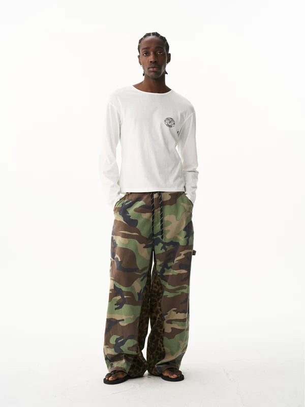 Loose Fit Camouflage Leopard Panel Cargo Pants 3