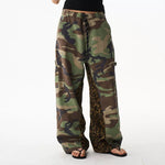 6057669744804,6057669744805,6057669744806,6057669744807, Loose Fit Camouflage Leopard Panel Cargo Pants