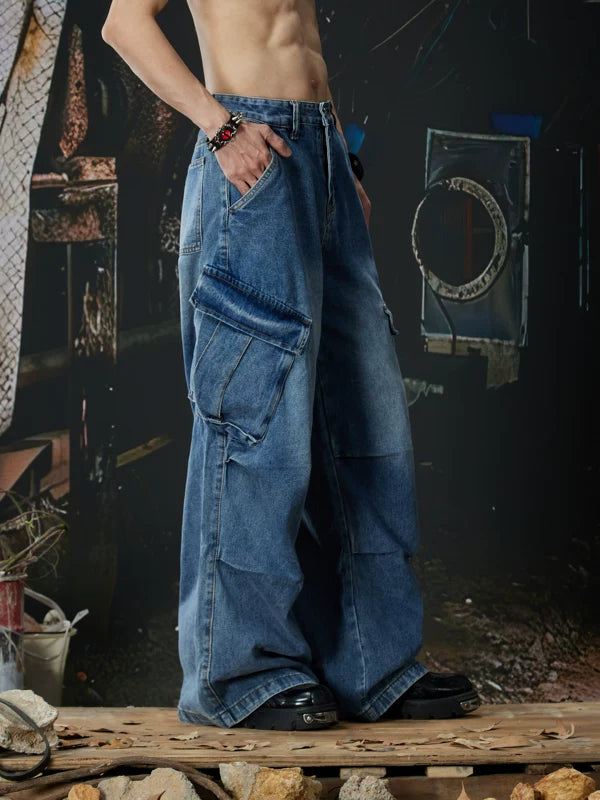 Loose Fit Cargo Denim Workwear Pants 2